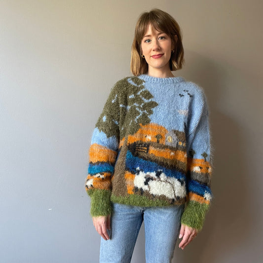 Vintage Pastoral Mohair Blend Knit by Selina Knitwear (Size M/L)