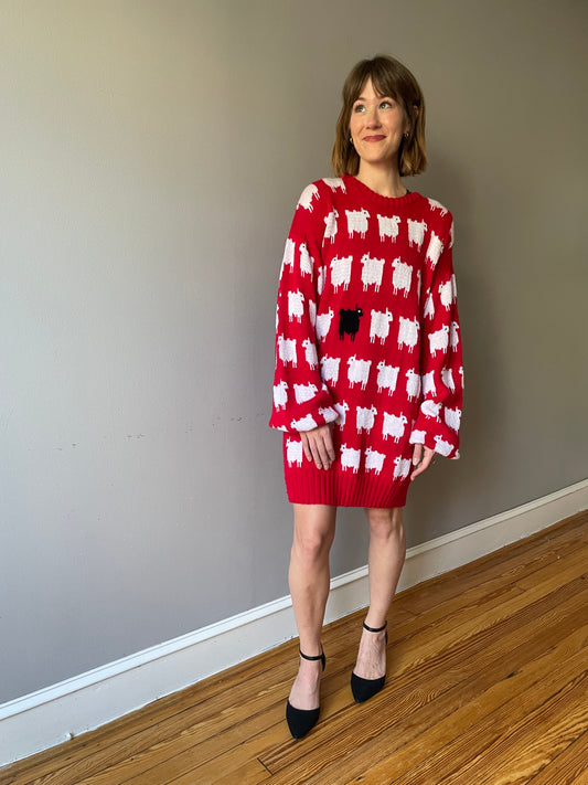 Vintage "Diana" Inspired Sheep Sweater Dress (Medium)