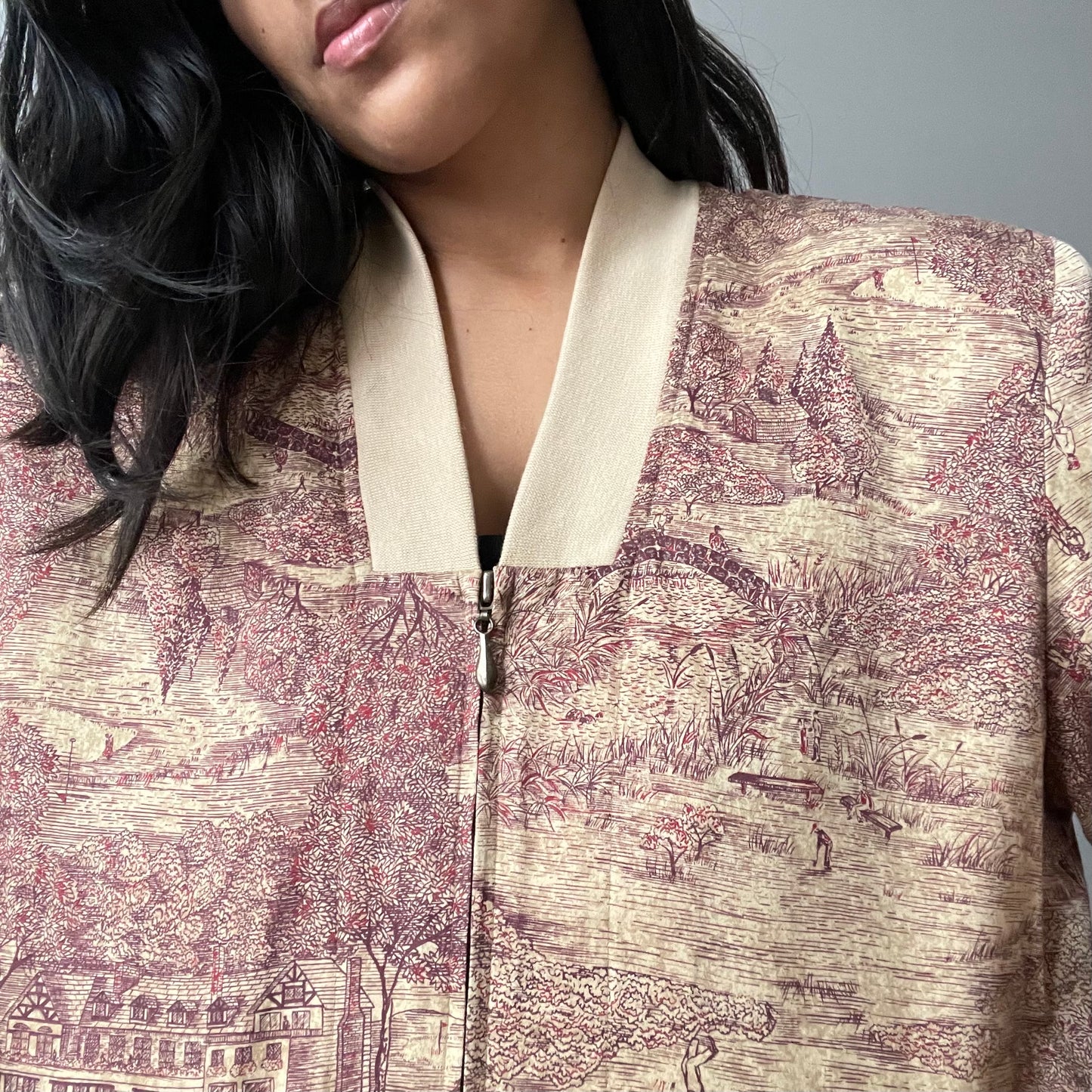 Vintage Toile Style Golf Jacket