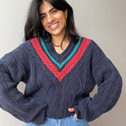 Vintage Cozy Tennis Sweater by The Lodge (Large)