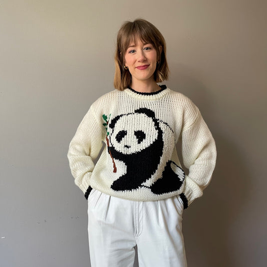 Vintage Panda Knit Sweater (Size S)