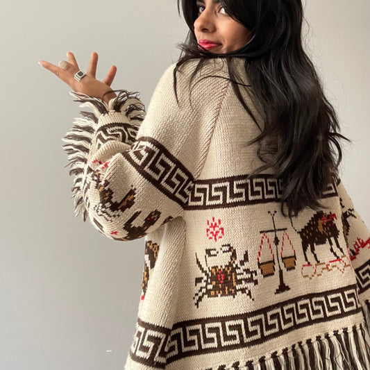Vintage 1970s Astrological Poncho (Size M/L)
