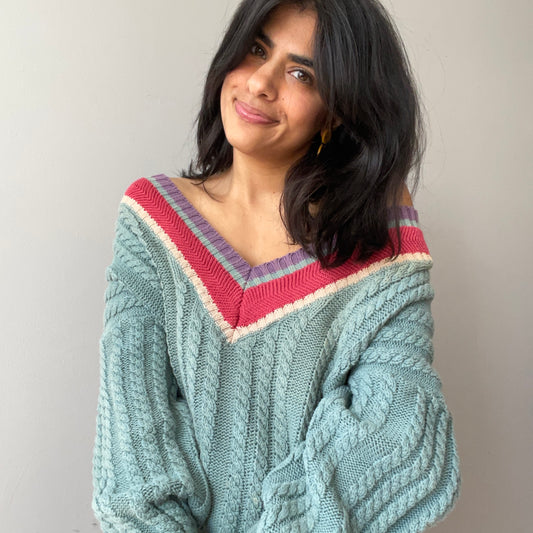 Vintage Mint Tennis Sweater (Size L)