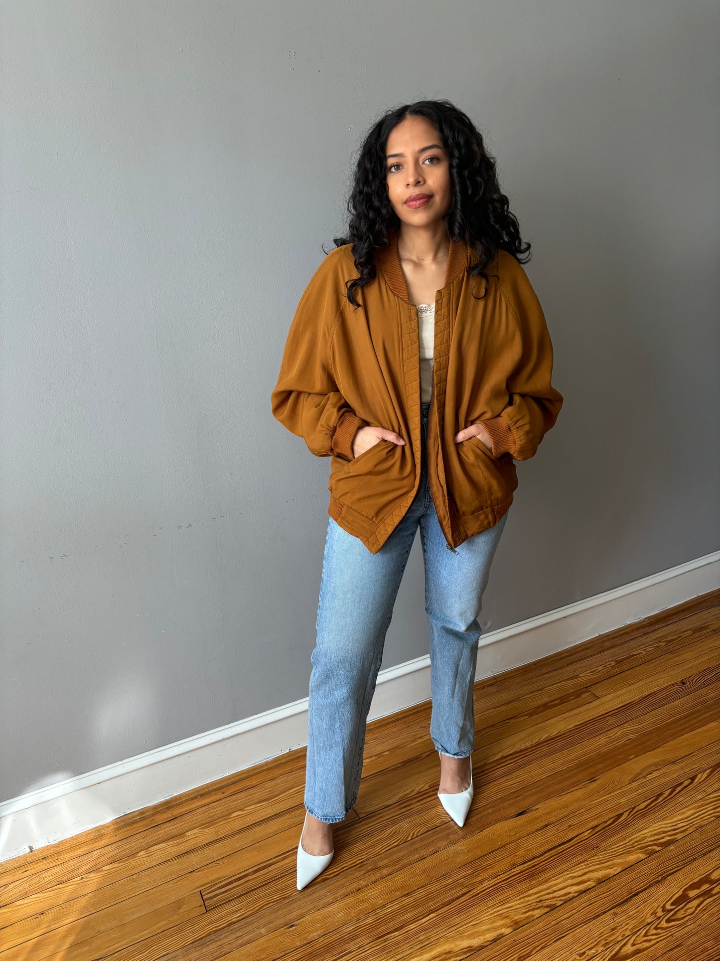 Silk Caramel Bomber (L/XL)