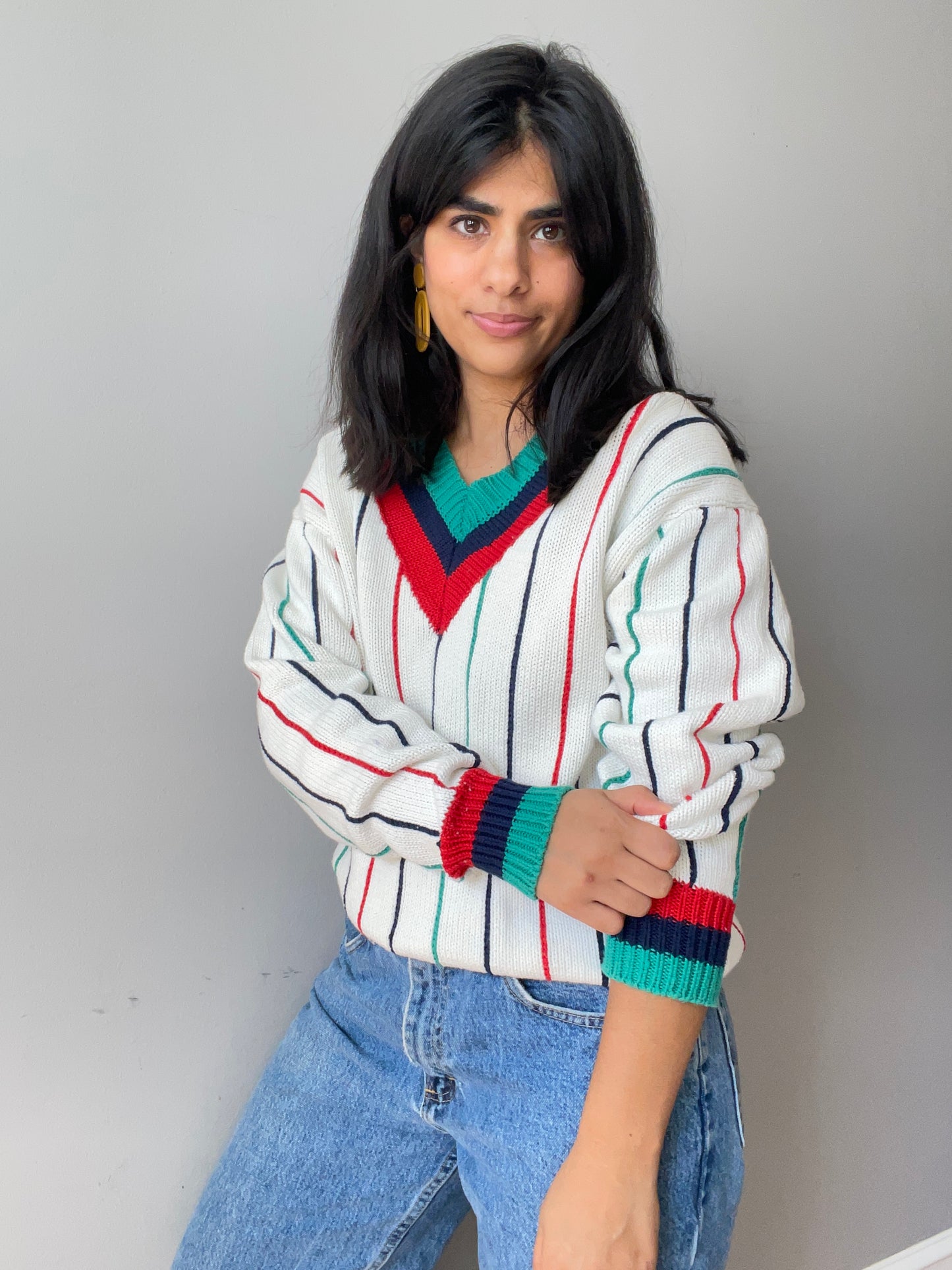Vintage Colorblock Tennis Knit by Cesarani (Large)