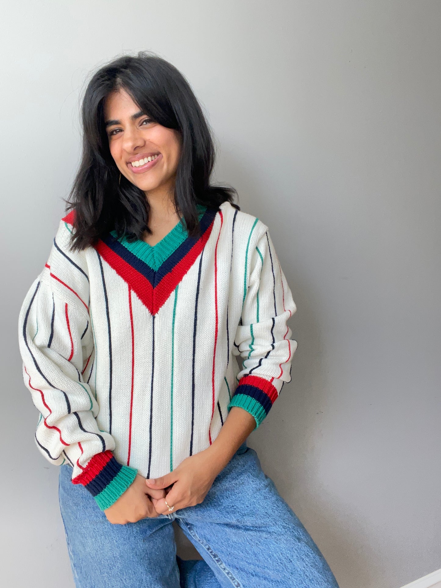 Vintage Colorblock Tennis Knit by Cesarani (Large)