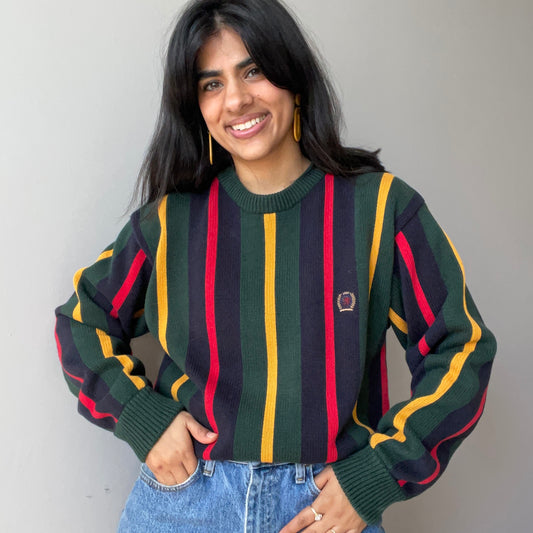 Vintage Striped Tommy Hilfiger Sweater (Size L)