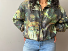 Load image into Gallery viewer, Impressionist Print Silk Bomber Jacket (Small)
