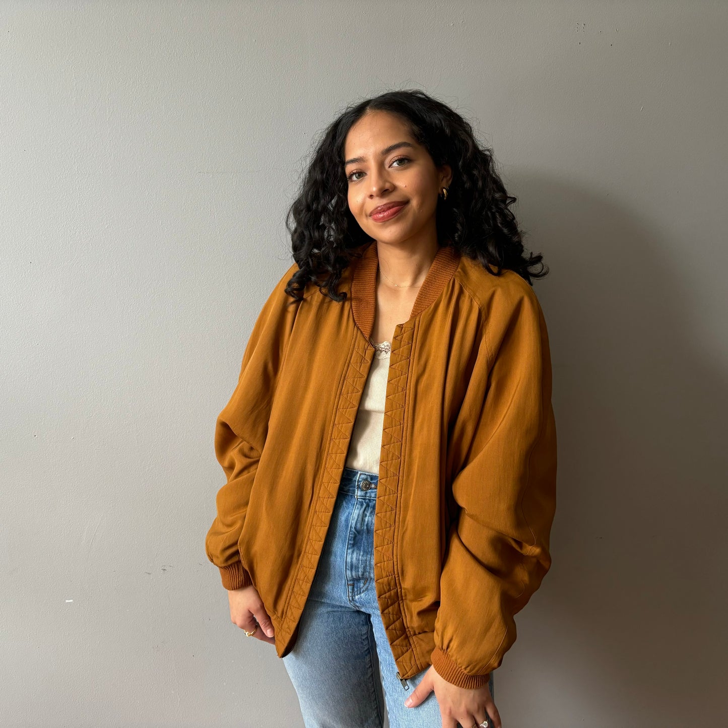 Silk Caramel Bomber (L/XL)
