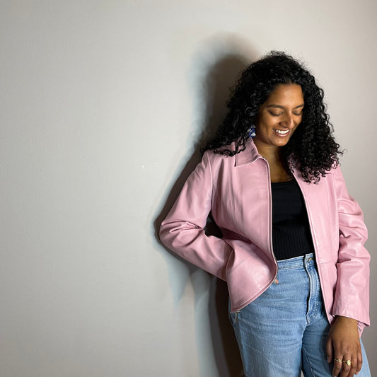 Vintage Pink Buttery Leather Jacket (Large/XL)