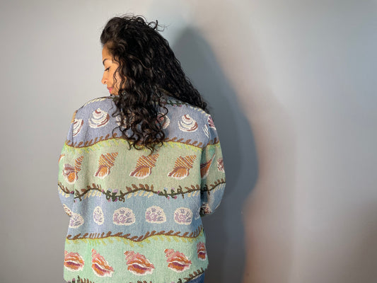 Vintage Seashell Tapestry Jacket (Large)
