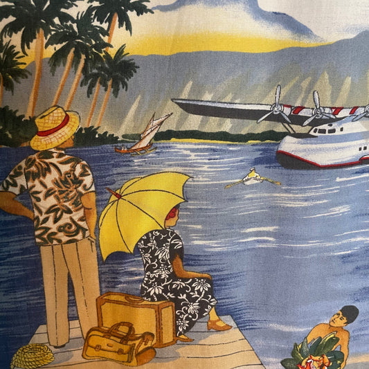 Vintage Scenic Hawaiian Print Shirt (Men's Small/Medium)