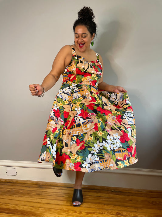Modern Pinup Print Dress (Size XL/2XL)