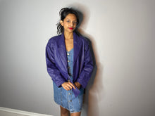Load image into Gallery viewer, Vintage Purple Leather Wrap Jacket (XS - Medium)
