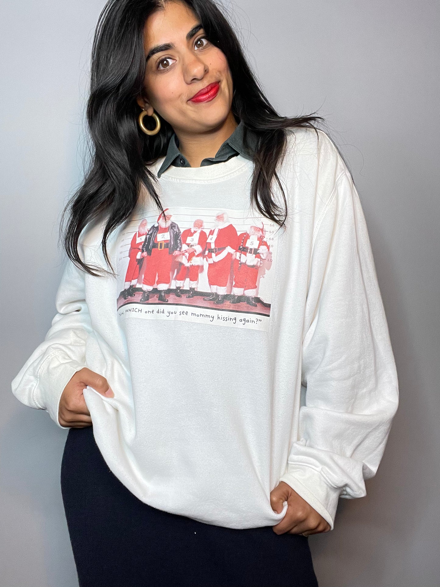 "Now WHICH one did you see mommy kissing, again?" Sweatshirt - XL