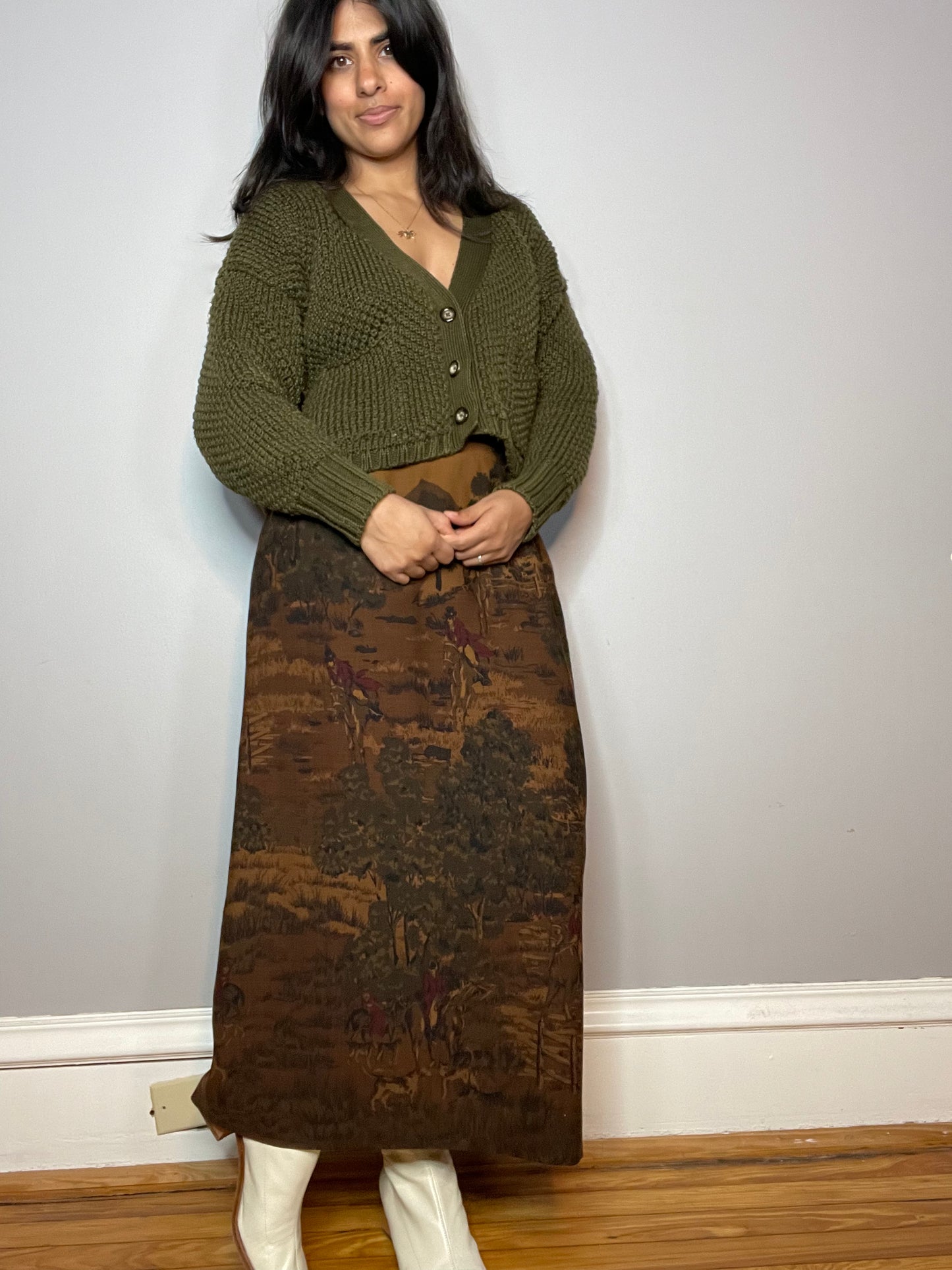 Vtg Maxi Scenic Skirt (Medium)