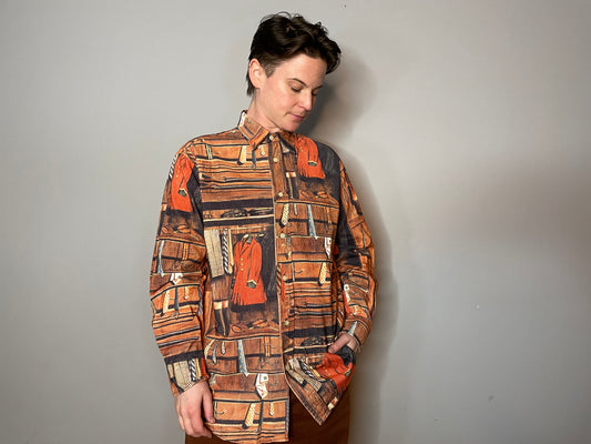 Vintage Corduroy Equestrian Button Down (S/M)