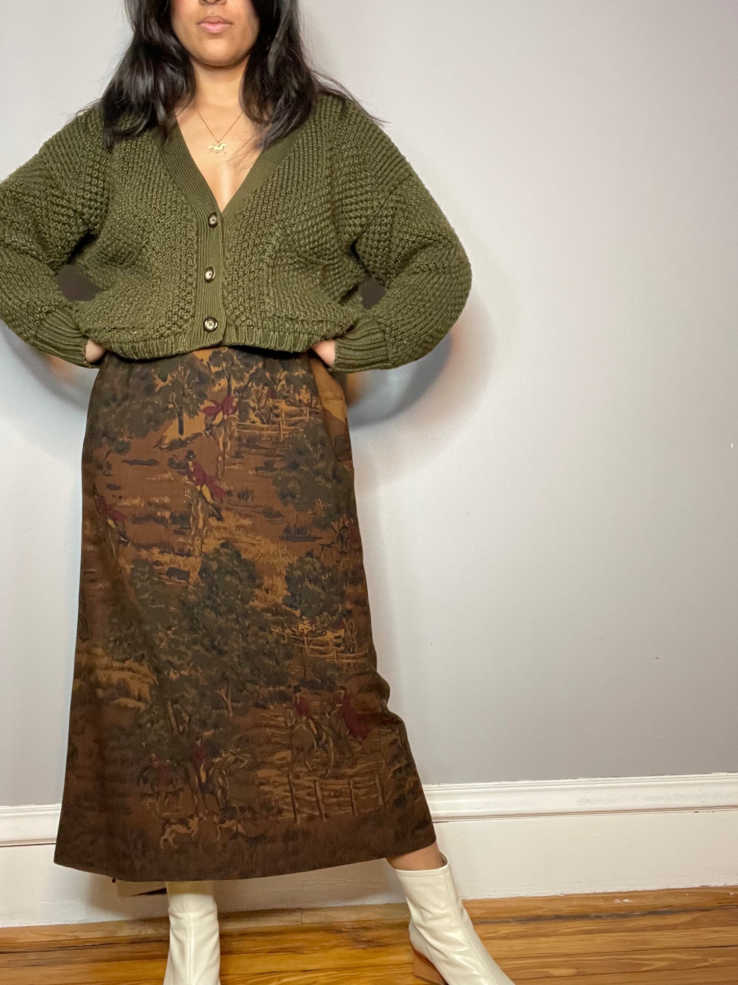 Vtg Maxi Scenic Skirt (Medium)