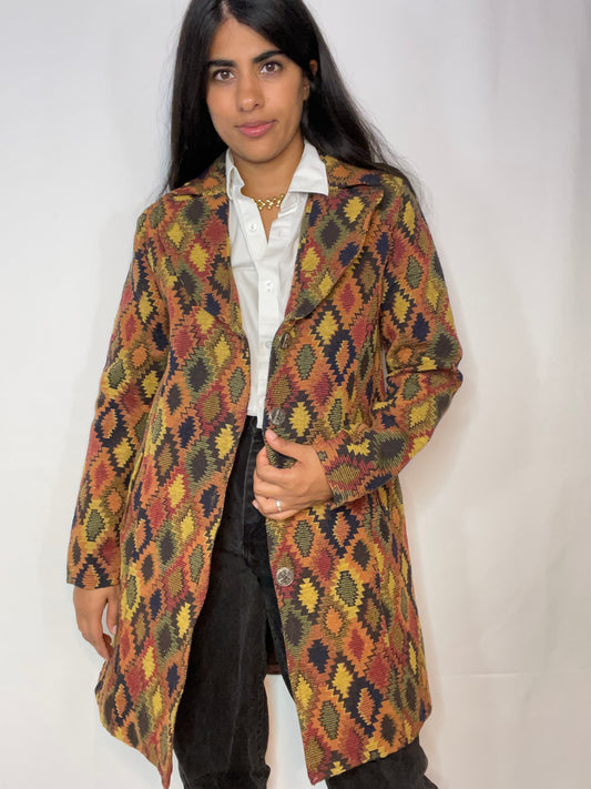 Vintage 70s Tapestry Car Coat (XS/S)