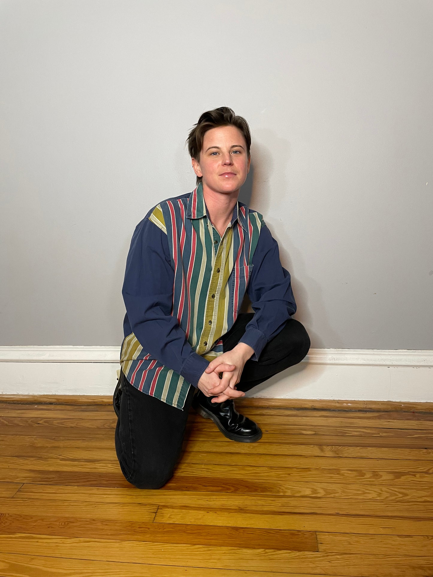 Vtg Striped Colorblock Button Down (Men's M)