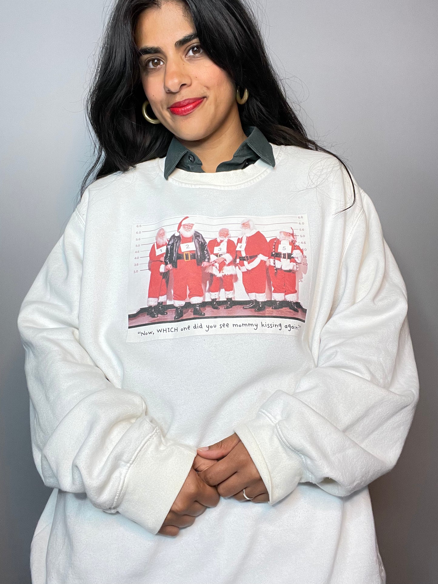 "Now WHICH one did you see mommy kissing, again?" Sweatshirt - XL