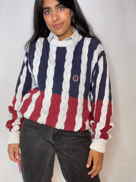 Vtg Two Toned Cable Knit (Men's Medium)