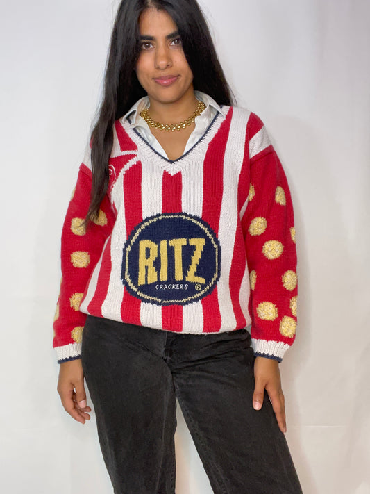 Rare Vtg Ritz Cracker Sweater (S/M)