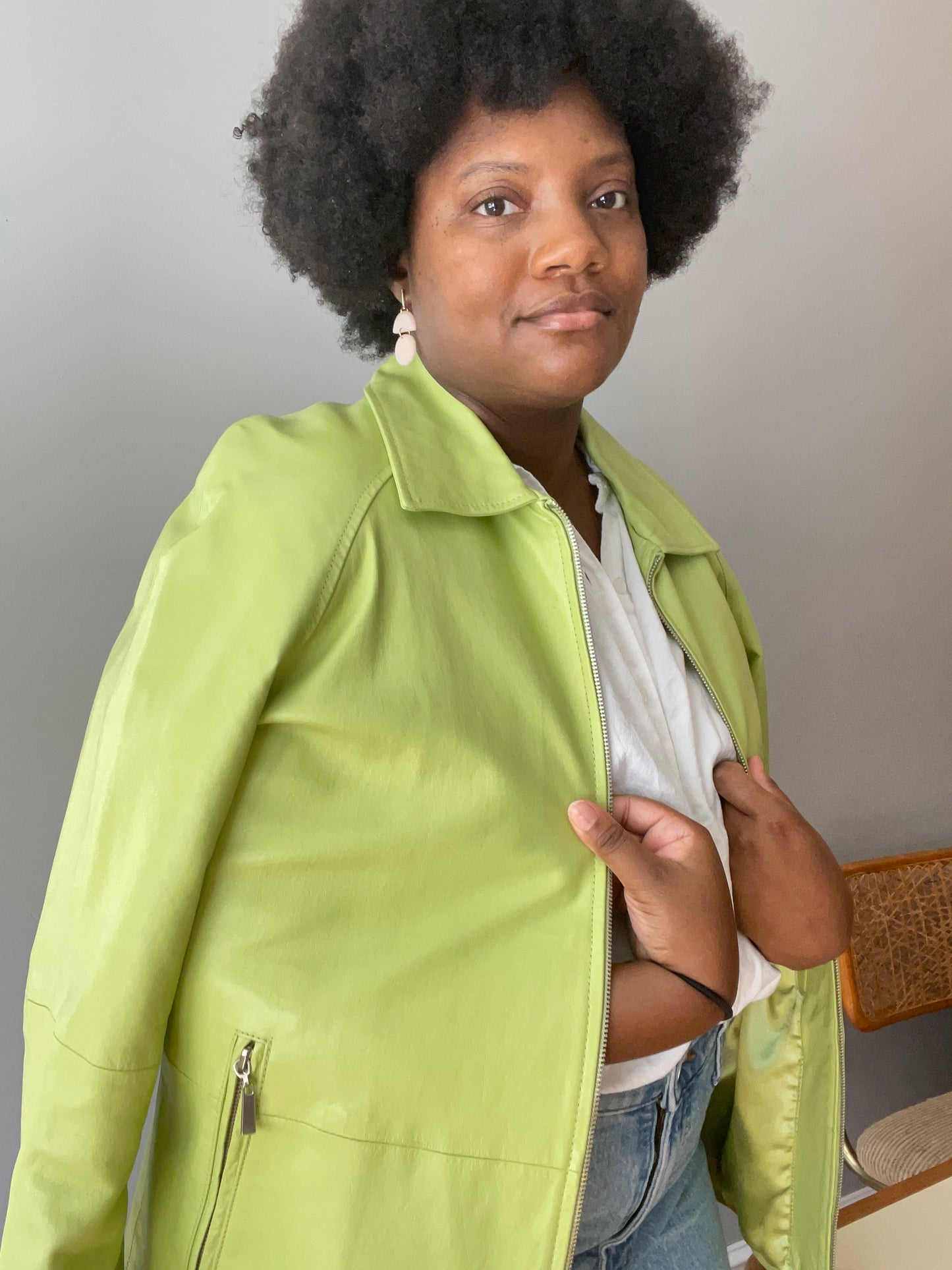 Green Avocado Genuine Leather Jacket (XL)