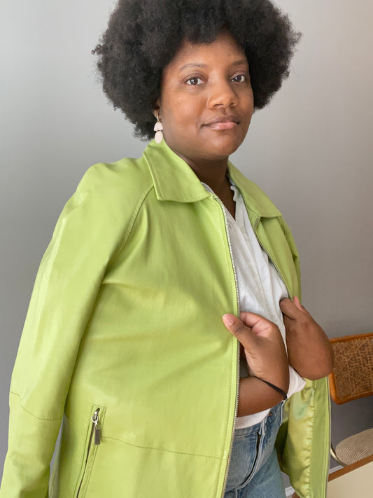 Green Avocado Genuine Leather Jacket (XL)