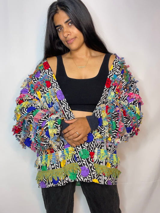 Vintage 80s Rainbow Batik Blazer (L)