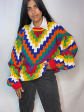 Load image into Gallery viewer, Vintage Rainbow Geometric Sweater (XL)

