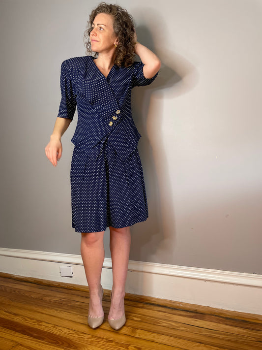 Two Piece Polka Dot Shorts Suit (Small/Medium)