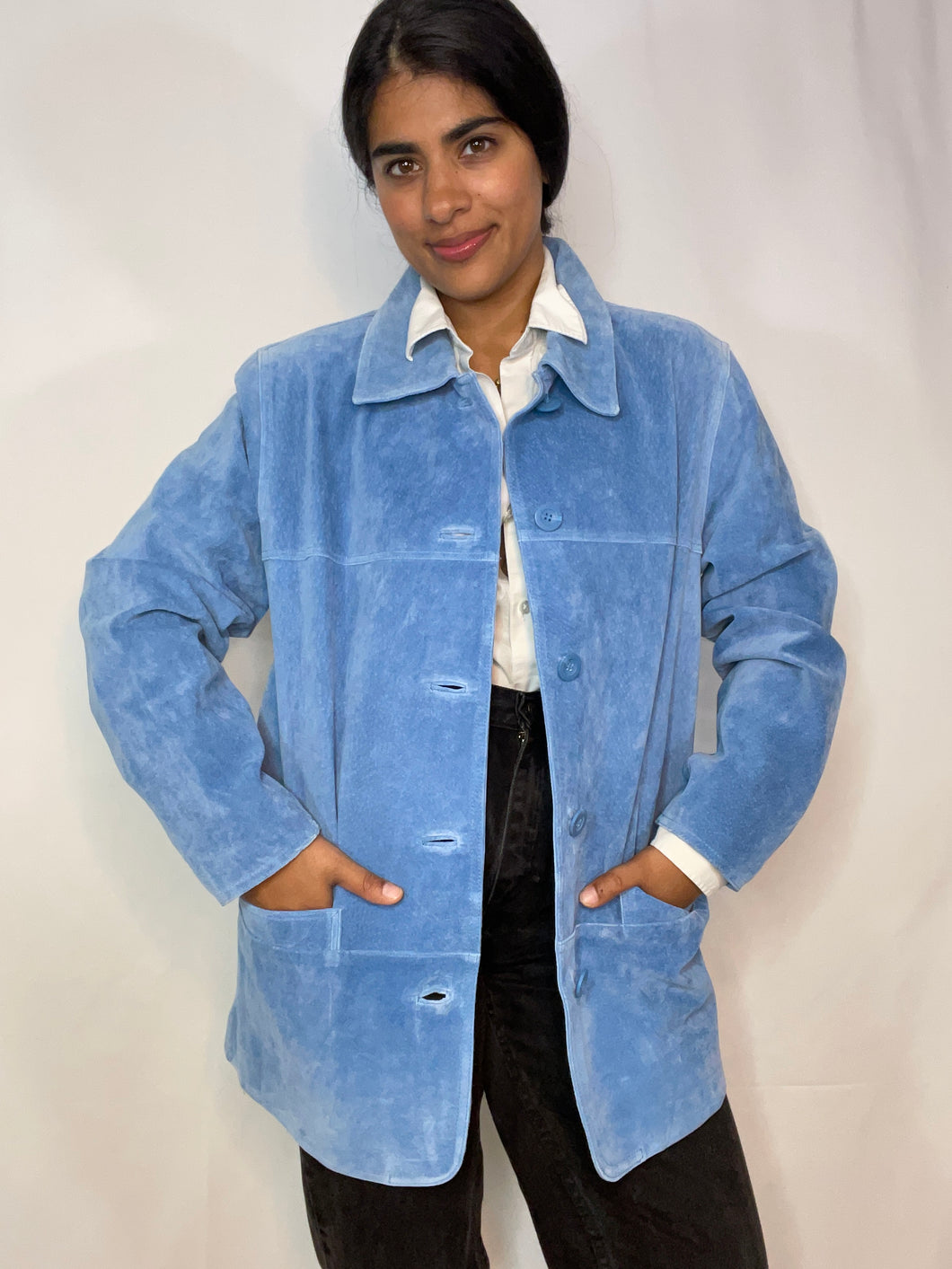 Vintage Blue Suede Jacket (S)