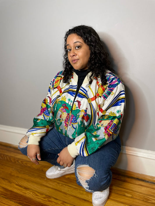 Vintage 80s Maharaja Print Bomber (L/XL)