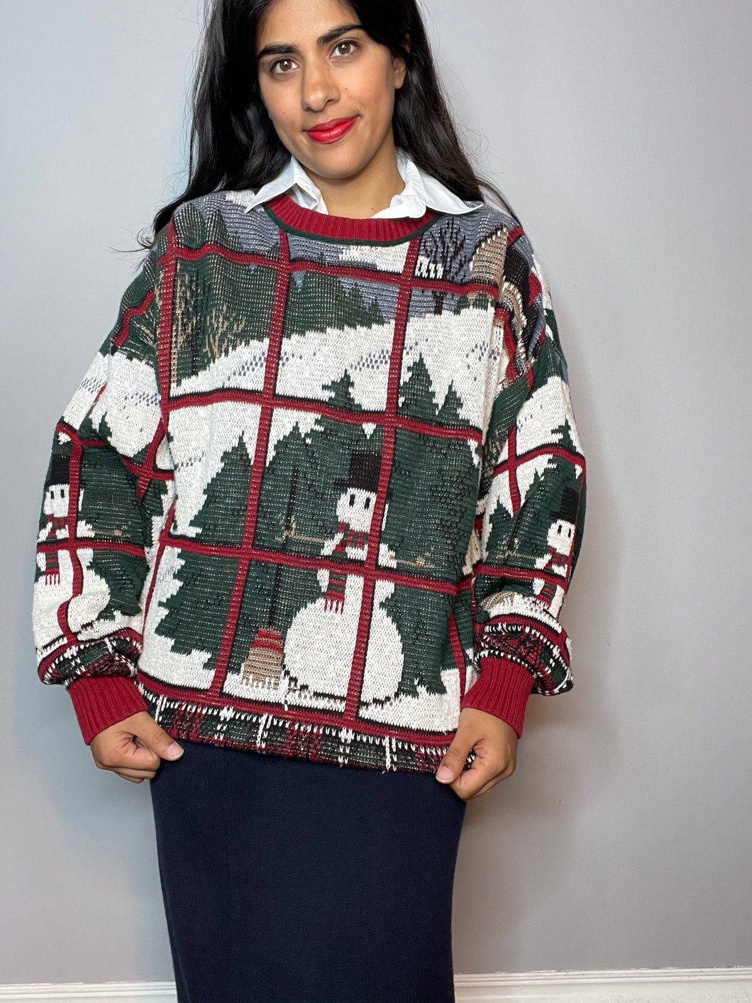 Christmas Window Scene Sweater - Men's L/XL