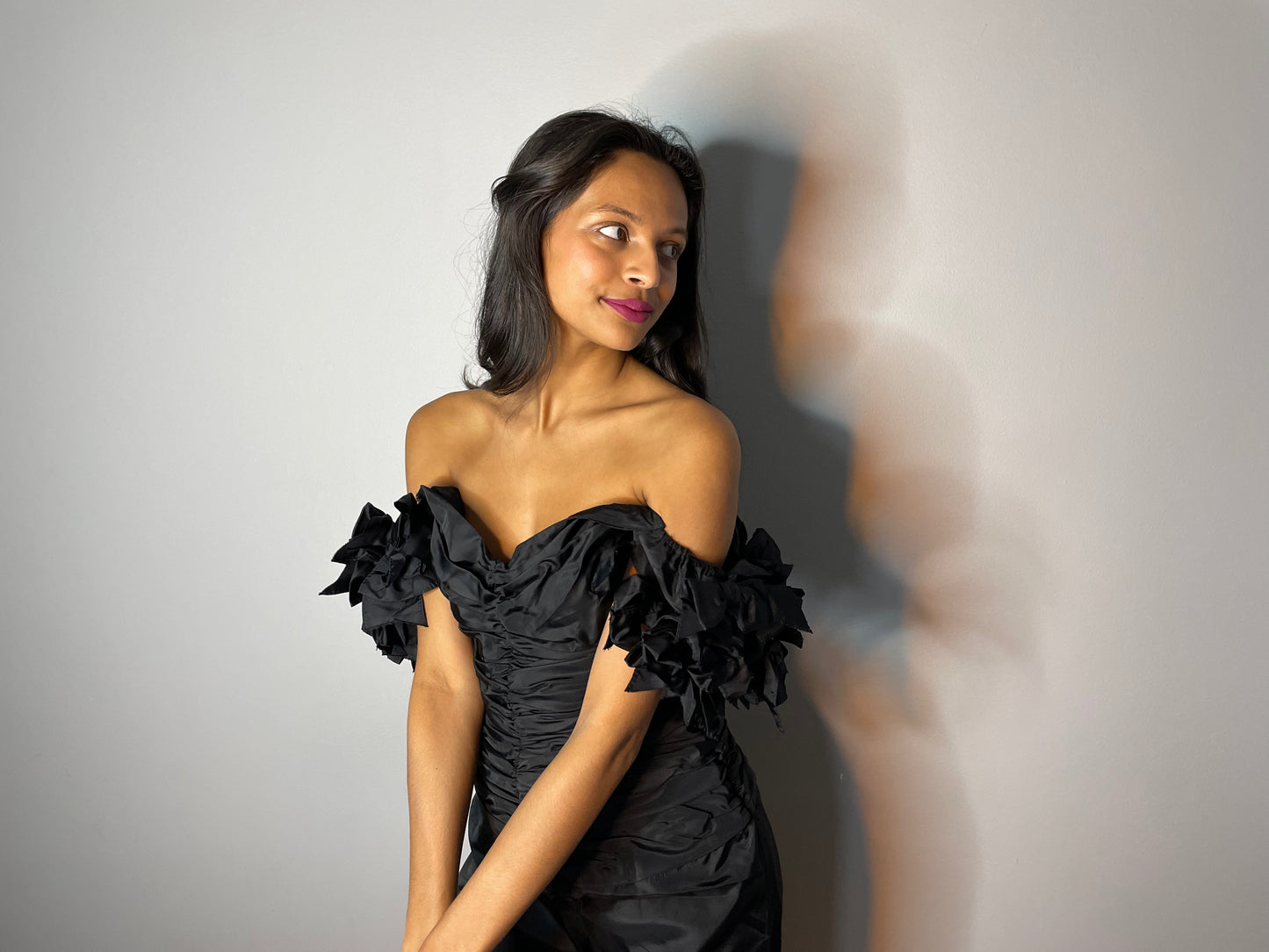 80s Ruffle Sleeve Cocktail Dress (XXS/XS)