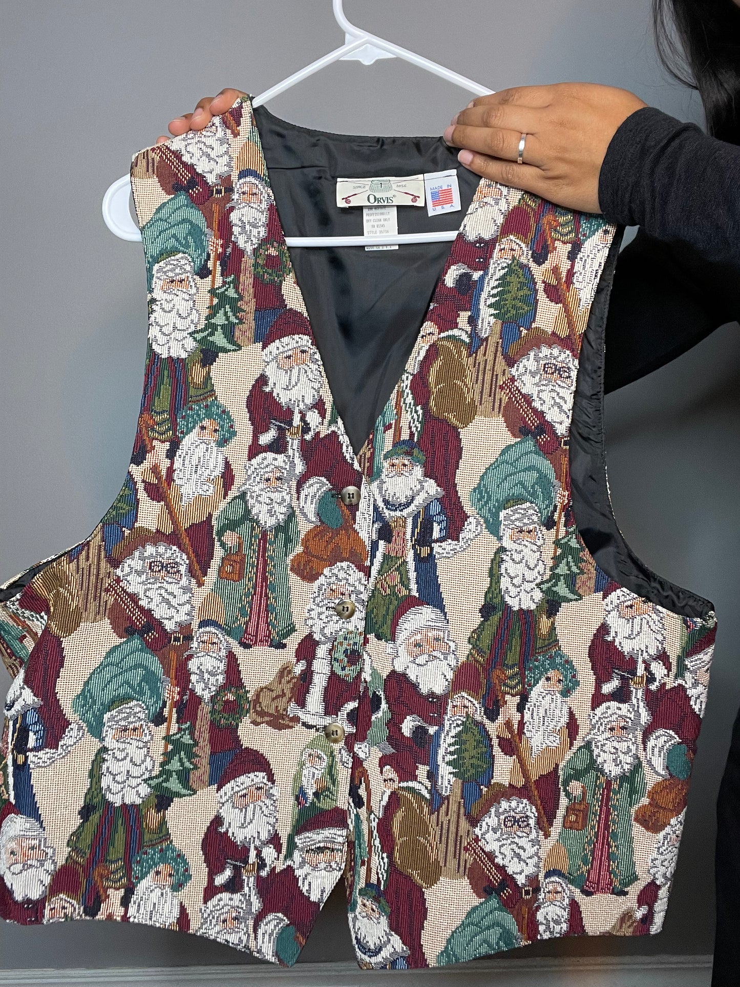 Santa Print Tapestry Vest - XL