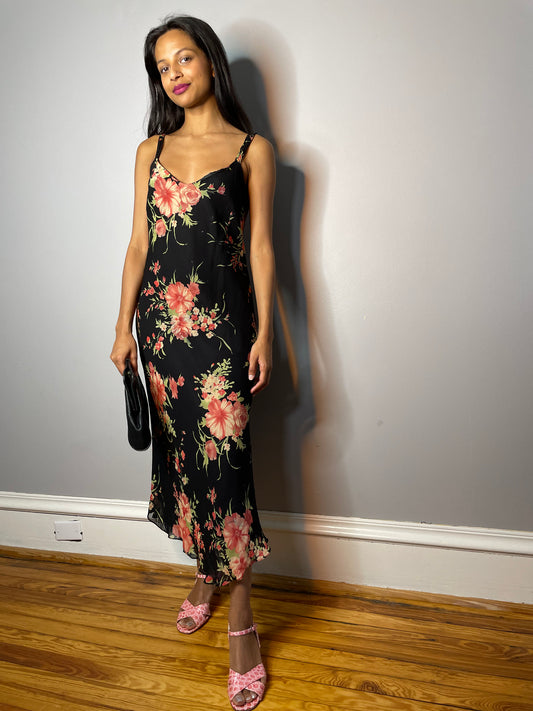 Vintage Floral Camisole Dress (Small/Medium)