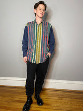 Load image into Gallery viewer, Vtg Striped Colorblock Button Down (Men&#39;s M)
