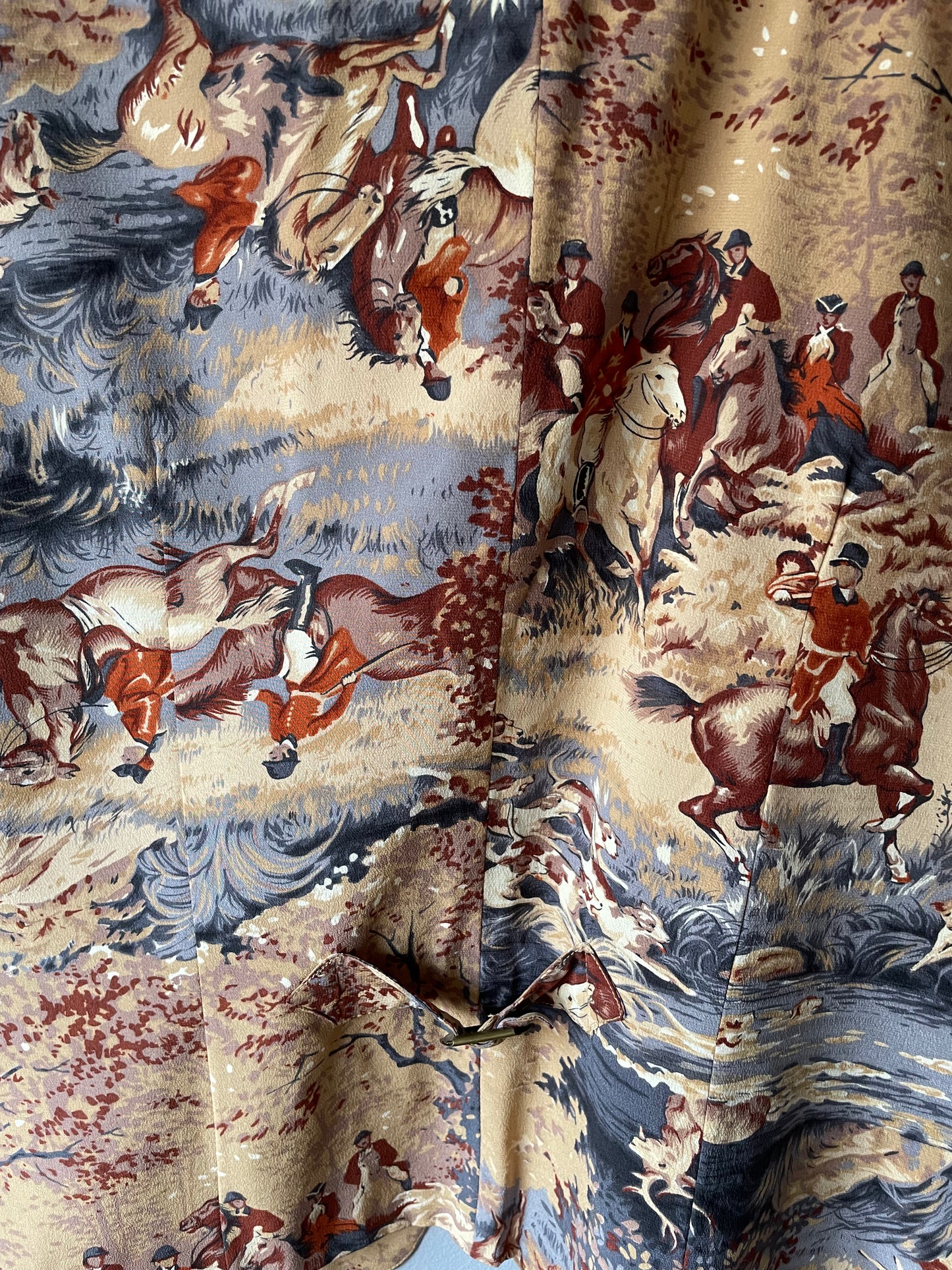Vtg Silk Equestrian Theme Vest