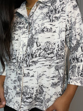 Load image into Gallery viewer, Black and White Toile Print Shirt (M/L)
