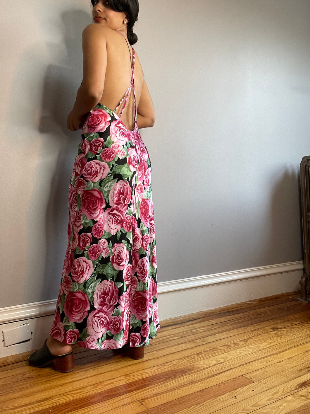 Vintage Floral Slip Dress (Medium)