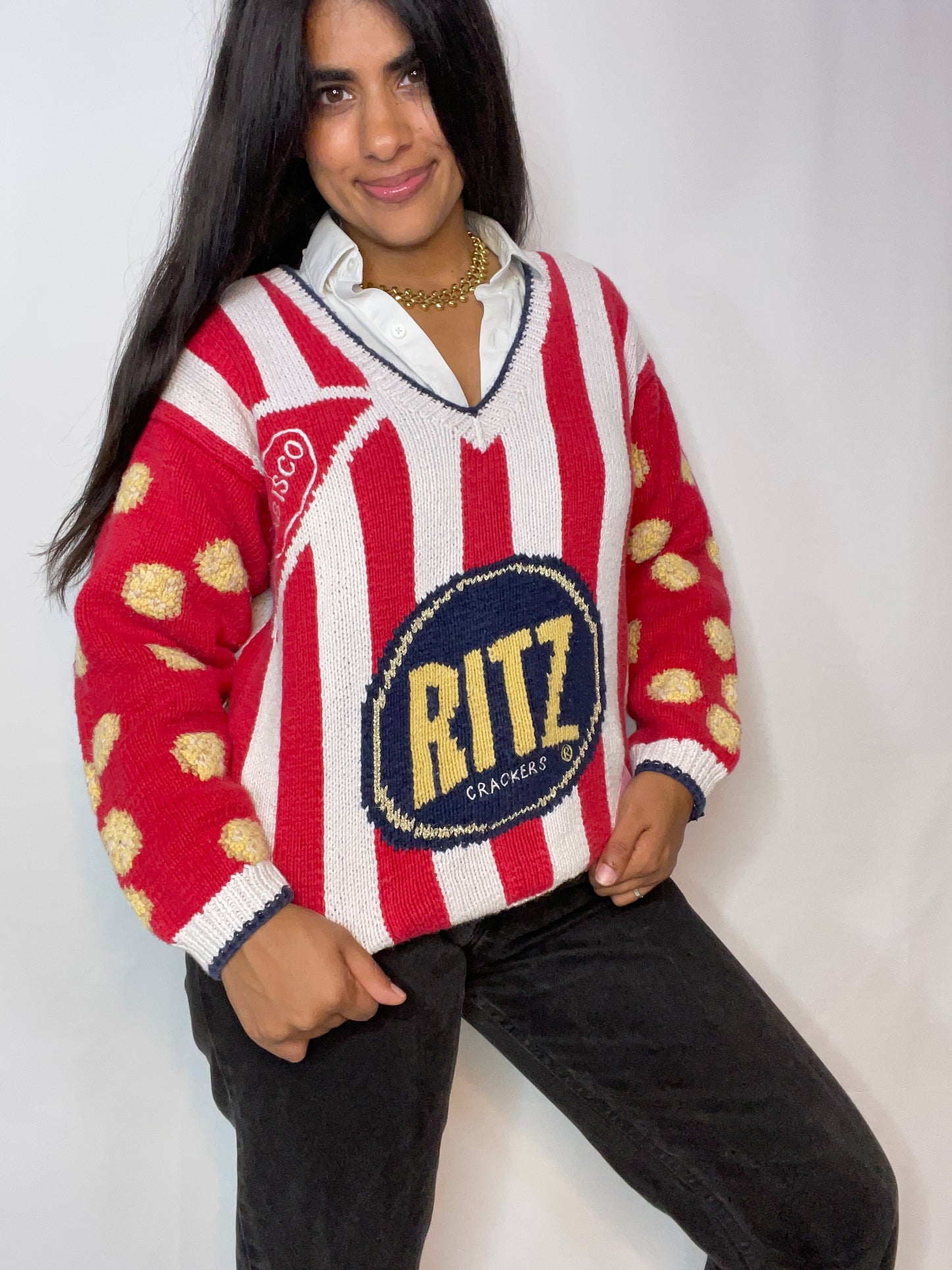 Rare Vtg Ritz Cracker Sweater (S/M)