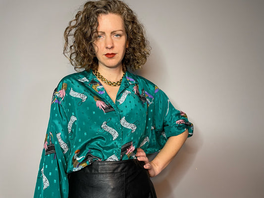 Lady and Piano Print Blouse - Flawed (Small)