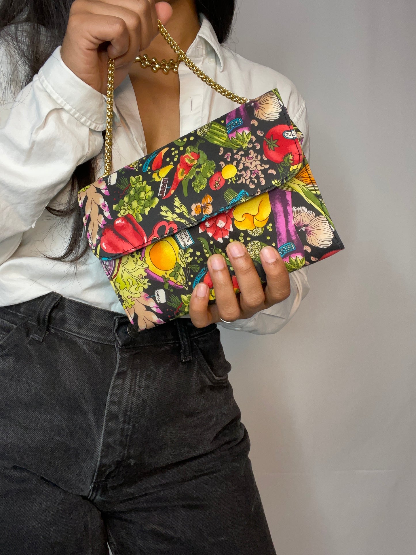 Rare 90s Farmer's Market Print Silk Purse