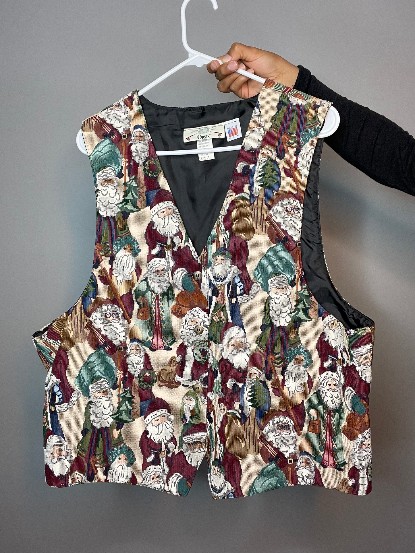 Santa Print Tapestry Vest - XL