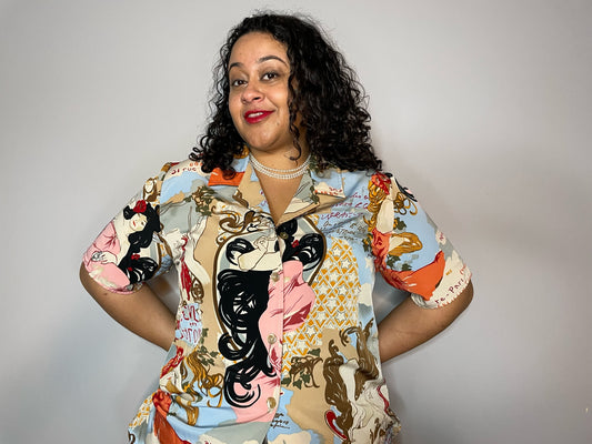 Parisian Lady Print Button Up (L/XL)