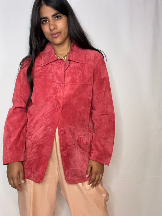 Strawberry Pink Suede Jacket (S)
