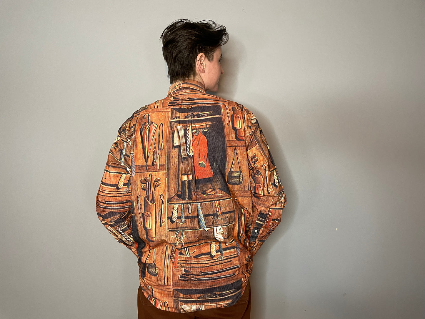 Vintage Corduroy Equestrian Button Down (S/M)