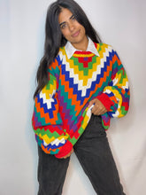 Load image into Gallery viewer, Vintage Rainbow Geometric Sweater (XL)
